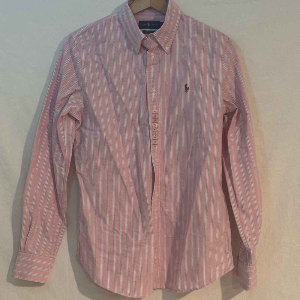 Ralph Lauren Pink and White Striped Shirt